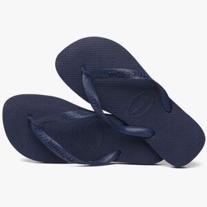 Havaianas Navy Marinho Top flip flops in Solid  Rubber Made in Brazil NEW Size 6